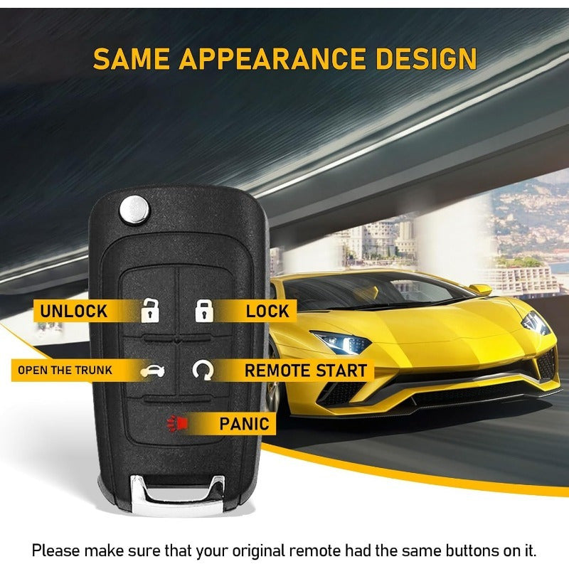 Car Key Shell Replacement ABS 5-Button Flip Key Durable and Easy to Install