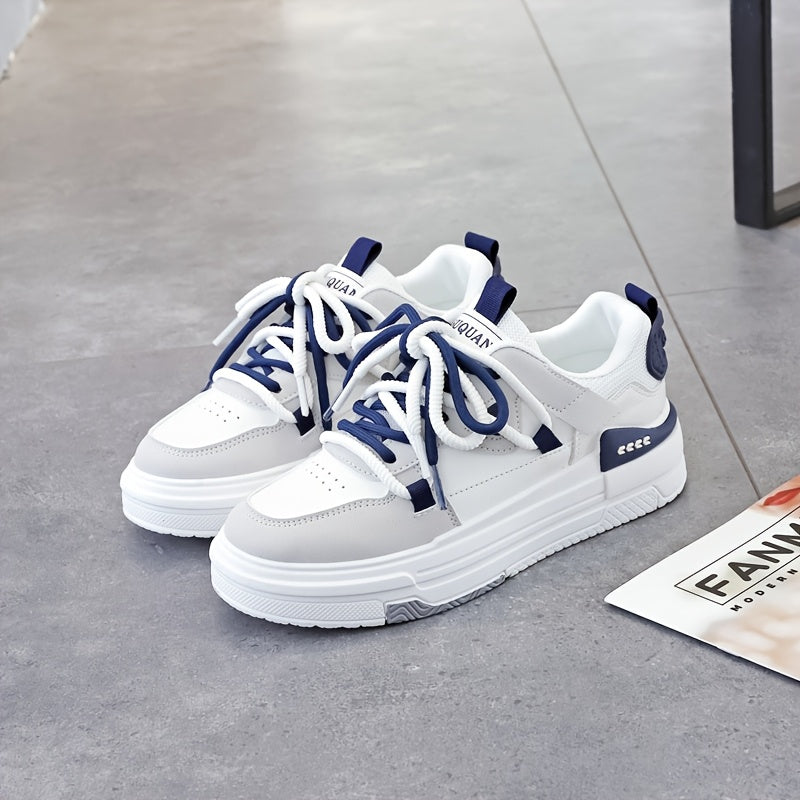 Zapatillas de moda para mujer, de caña baja, con cordones, zapatos casuales para todas las estaciones, de material sintético