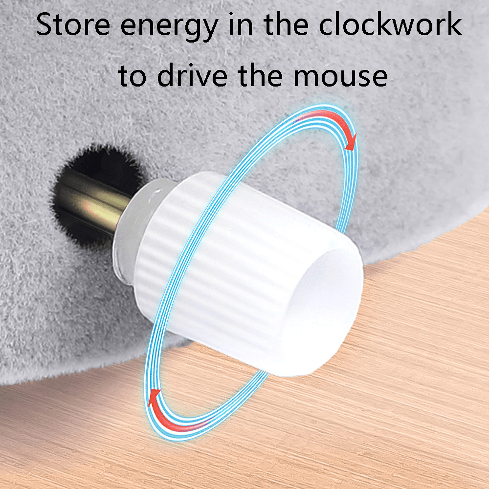 Juguete de felpa para gato sin batería con mecanismo de cuerda y estampado animal