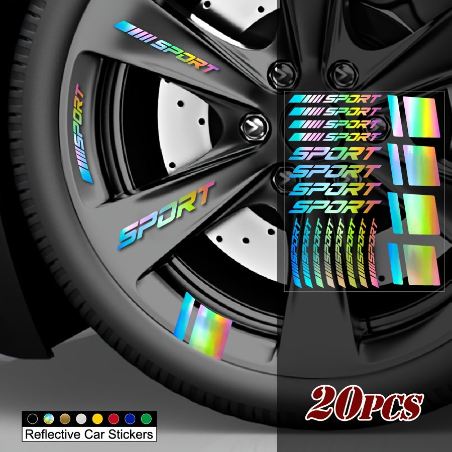 20 шт. отражающих виниловых наклеек на диски автомобиля, самоклеящиеся гоночные наклейки