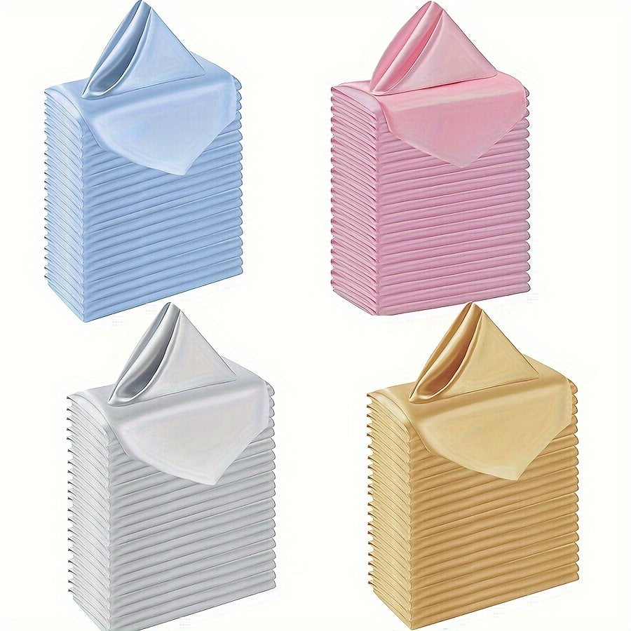 Set of 6/12/24 Square Satin Cloth Napkins for Weddings Dinners Banquets