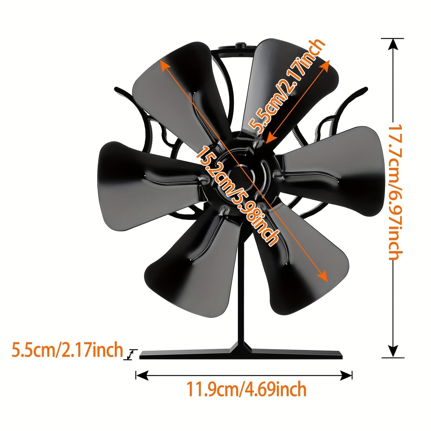 High-Speed Aluminum Heat Powered Stove Fan for Wood Gas Pellet Stoves with Thermometer