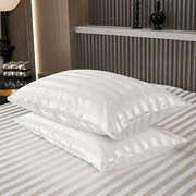 Set of 2 Satin Striped Pillow Covers 100% Polyester Soft Washable Home Decor