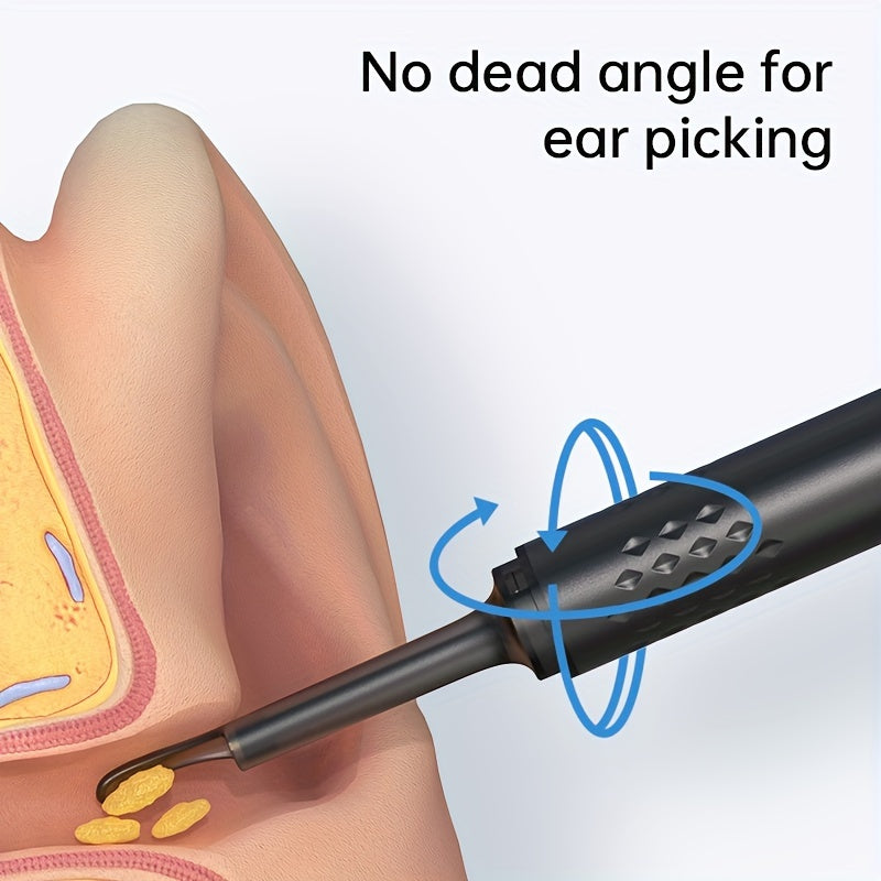Vizual quloq tozalash to'plami 7 vosita, 6 almashtiriladigan bosh, 1080P kamera, quloq yo'lida ko'rinadigan sochlar, zaryadlanadigan qosh, ideal quloq tozalash sovg'asi.