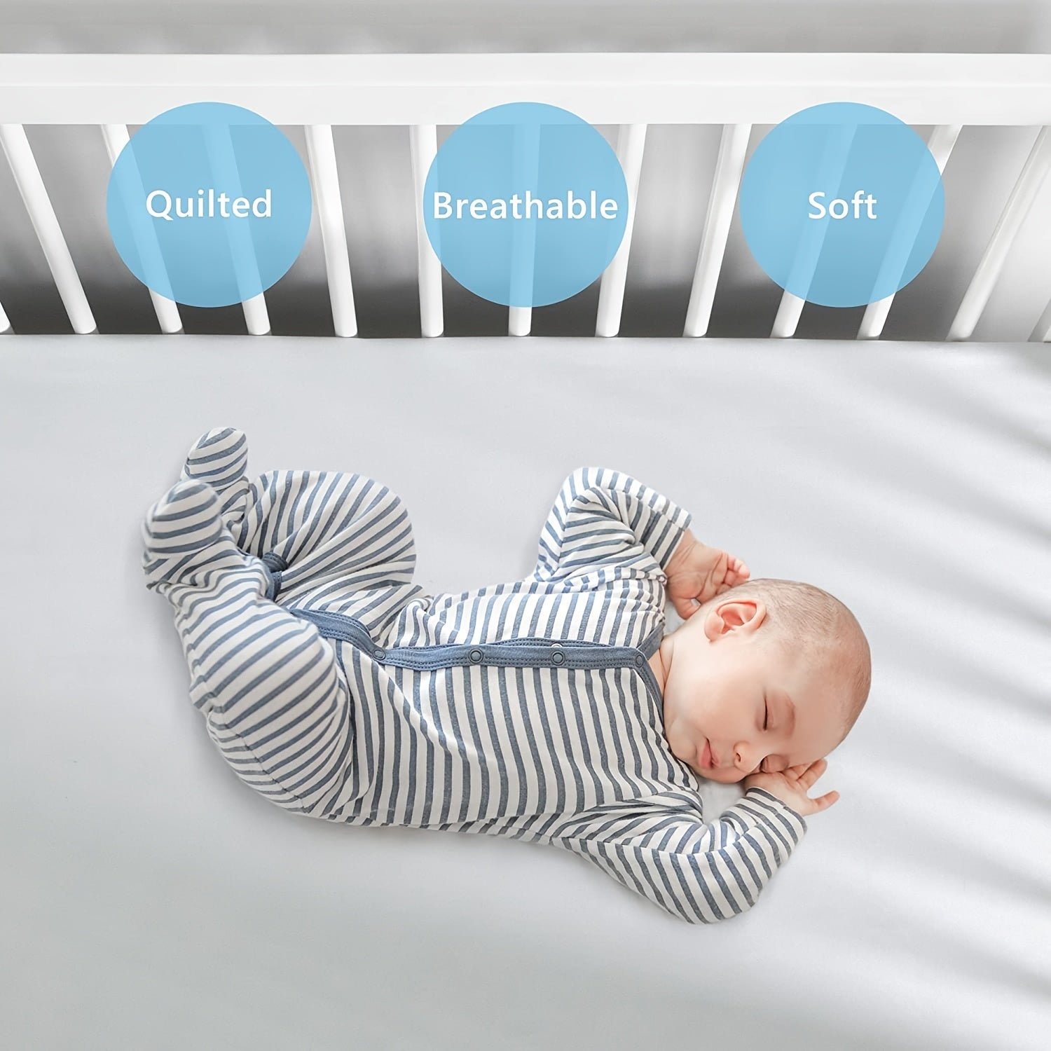 Microfiber Crib Sheet Set for Kids 2 Pieces Solid Color White Light Gray