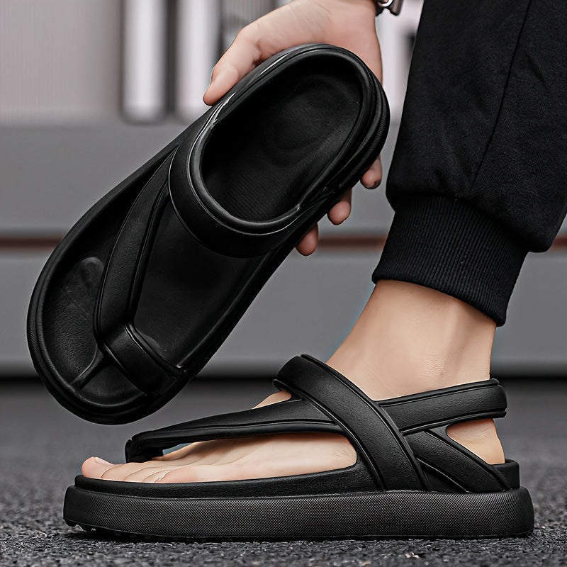 Women's EVA Flat Sandals Black and White Slip-On Open-Toe Casual Shoes