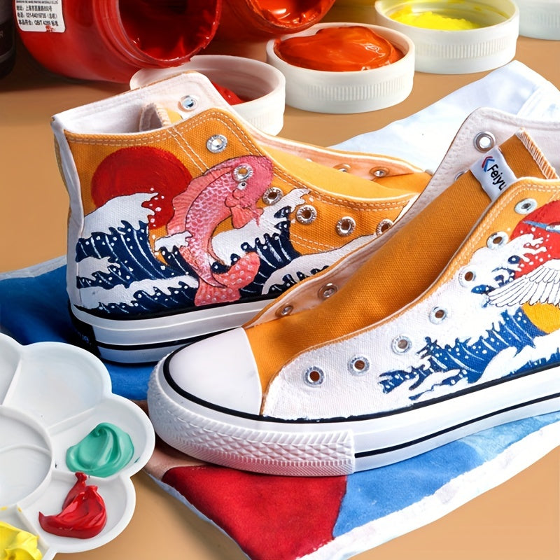 1 shisha Marie's Fabric Paint, 50ml - doimiy kiyim bo'yash uchun 12 rang mavjud. O'rta cho'tka kiritilgan. San'atkorlar va hunarmandlar uchun ideal. T-shirtlar, poyabzallar, jinsilar uchun mos.