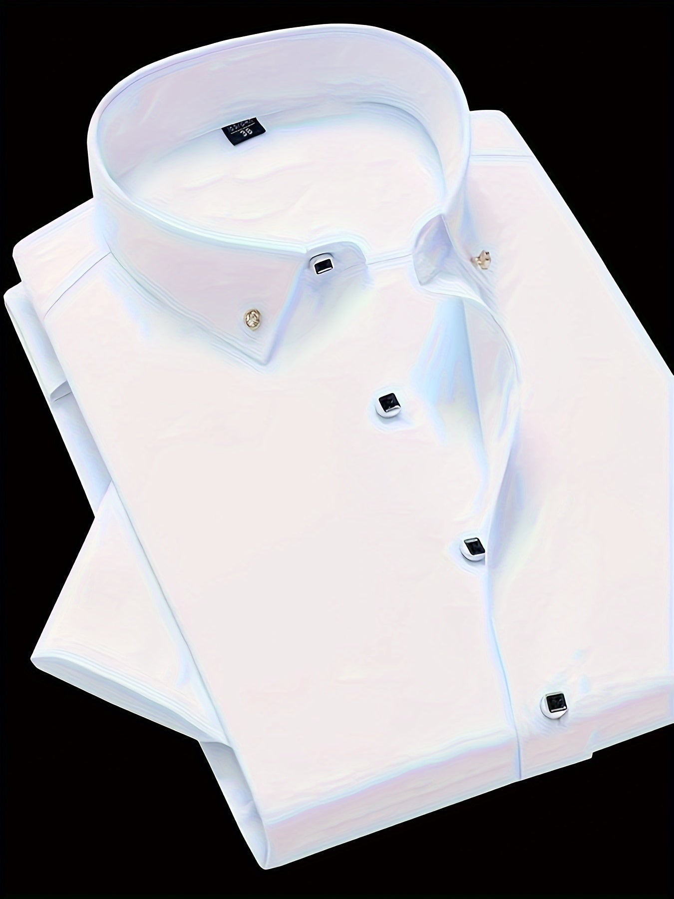Men's Polyester Short Sleeve Button-Up Shirt for Business Spring Fall Regular Fit Lapel Collar