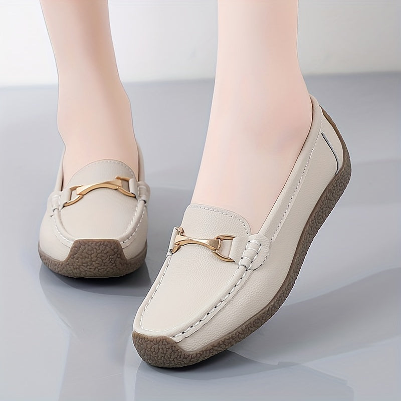 Women's Flat Loafers Casual Slip-On Shoes Lightweight Solid Color Mary-Jane