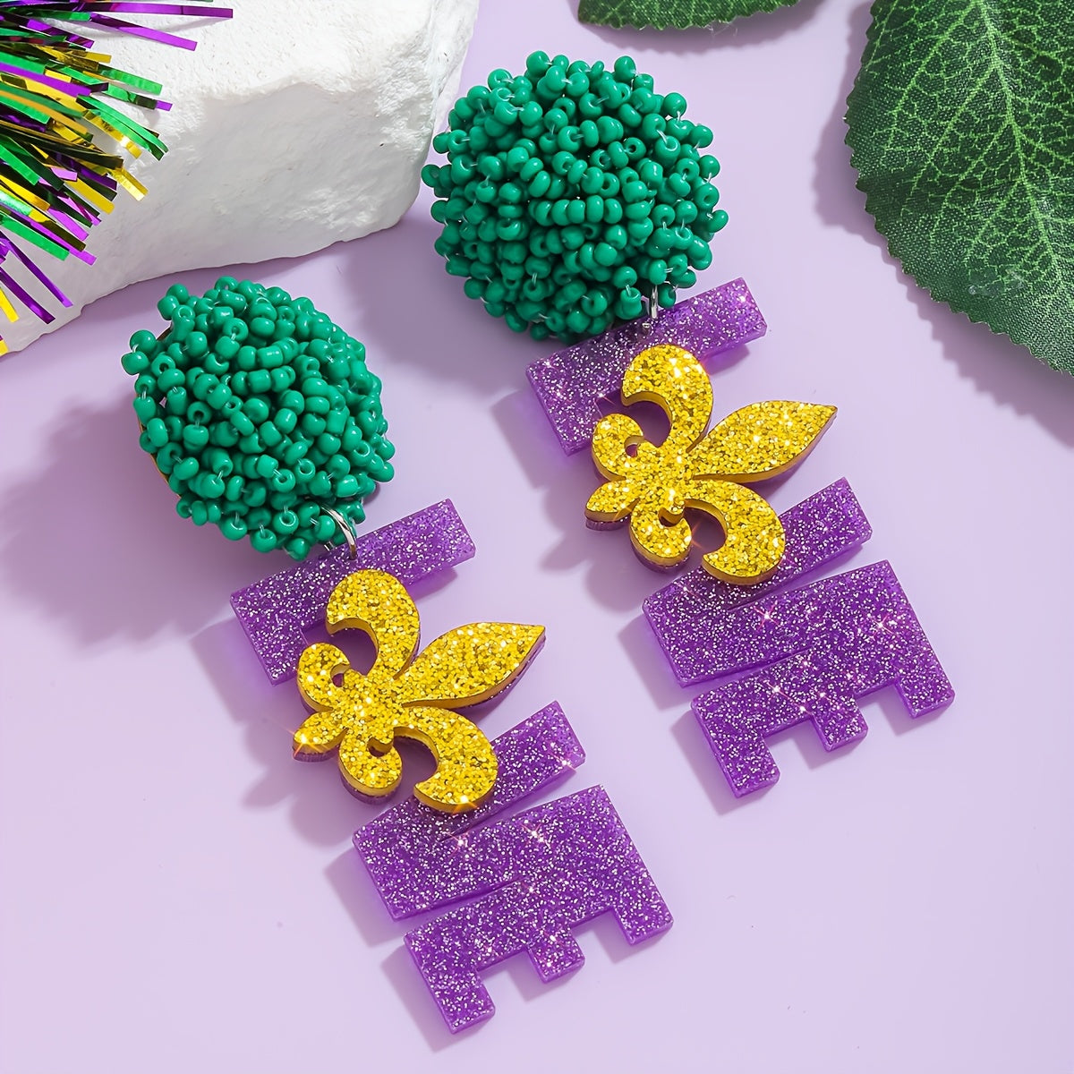 Pendientes boho con cuentas de semillas para carnaval y uso diario