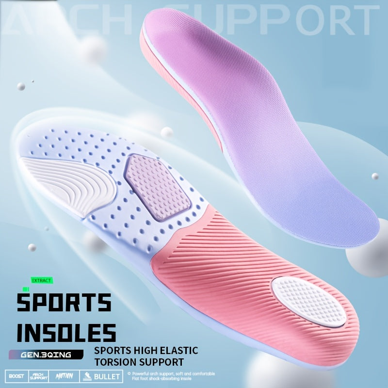 Women’s 4D Soft Sports Shoe Insoles with Arch Support Pink Purple Breathable