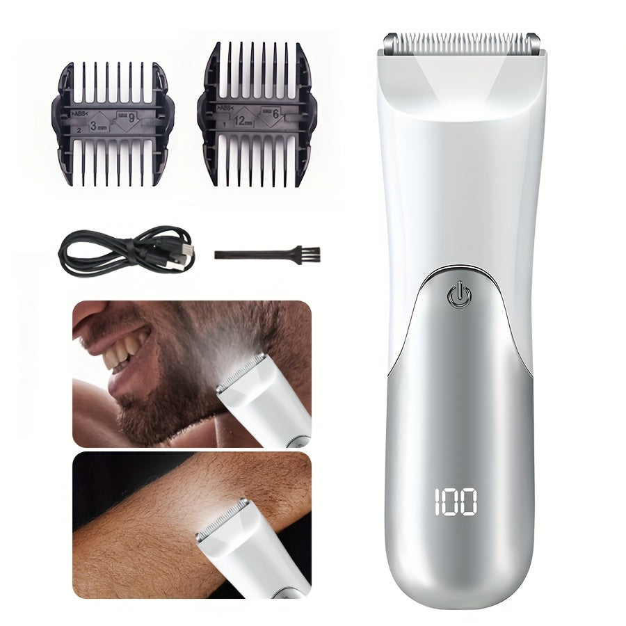 Men's Abdominal Body Hair Trimmer Electric Waterproof Razor with Guards