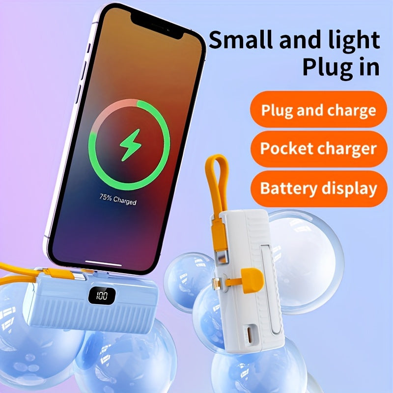 5000mAh Mini Portable Power Bank for iPhone iPad Samsung Android USB-C Emergency Charger