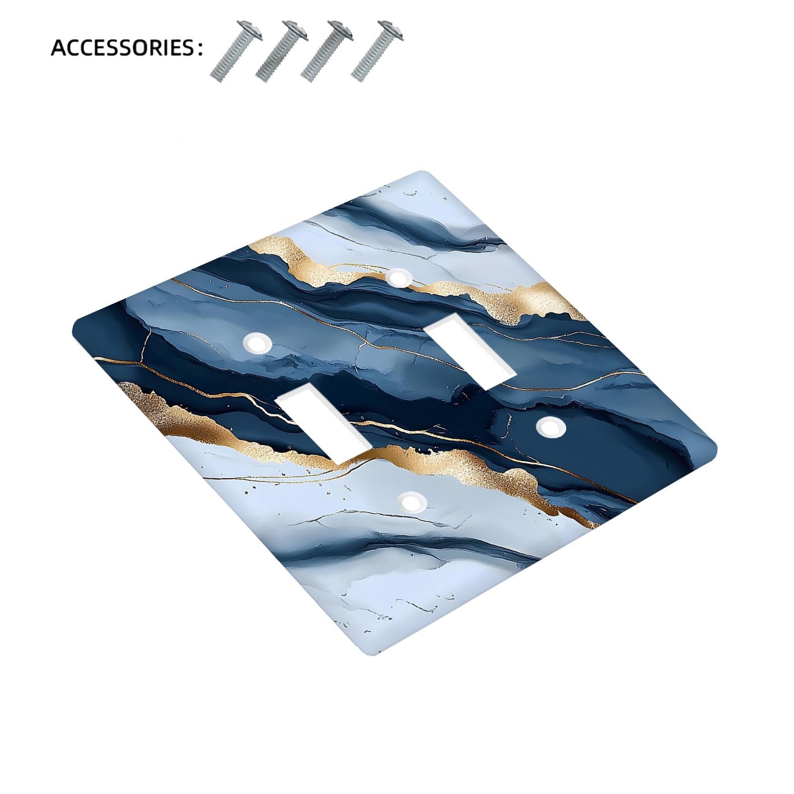 1 yoki 2 guruh uchun dengiz ko'k marmar yoritish kalitini qopqog'i. Oshxona va hammom uy bezaklari uchun oson o'rnatish.