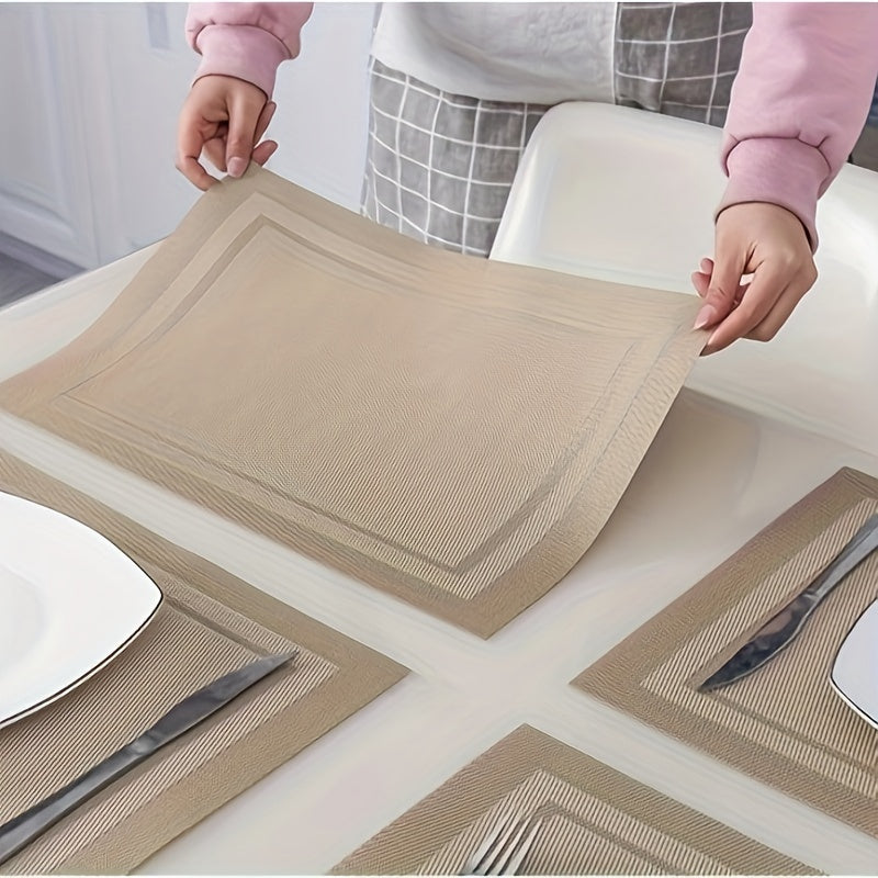 4-Piece Kitchen Insulation Table Mats Water and Heat Resistant Thick Striped Protecting Hot and Cold Drinks