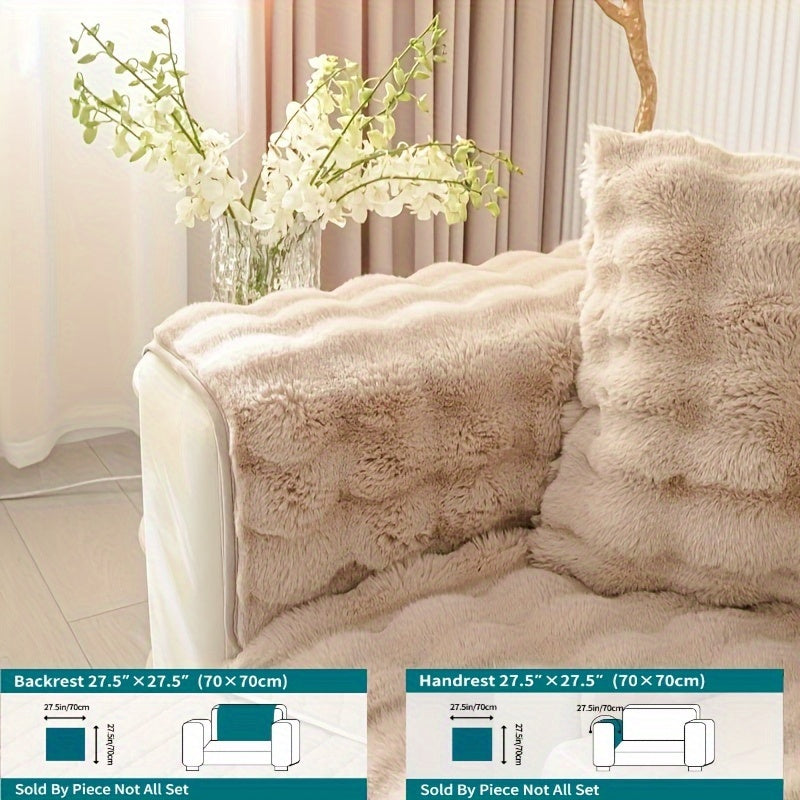 Winter Plush Sofa Cover Anti-Slip Dustproof Slipcover for Couch Living Room Bedroom