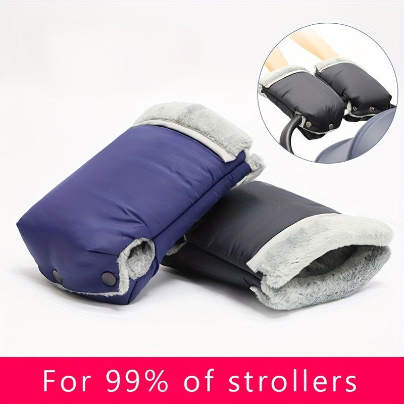 Unisex Windproof Waterproof Gloves with Plush Lining for Stroller Outings