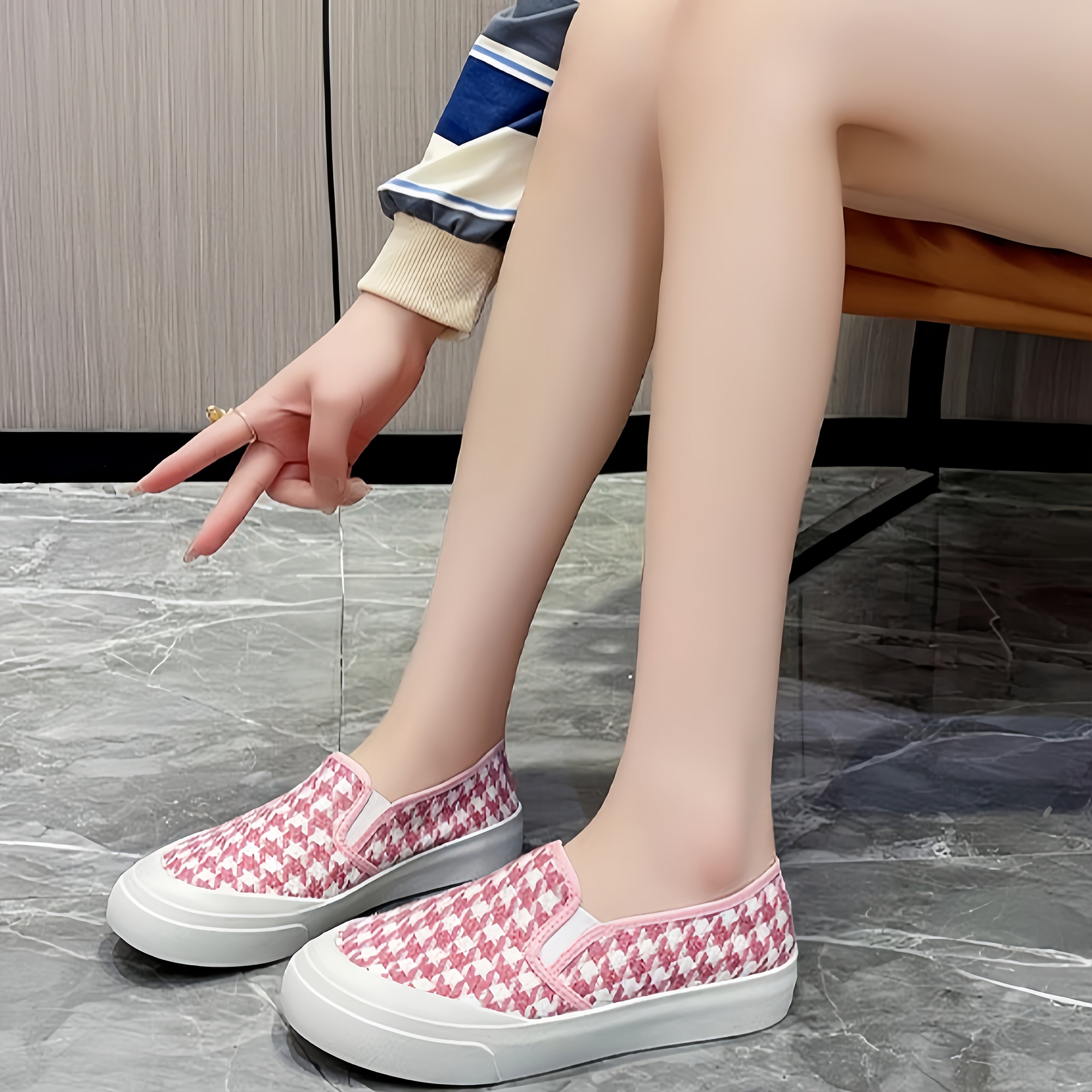 Women's Slip-On Platform Loafers Breathable Fabric Cushioned EVA Rubber Sole