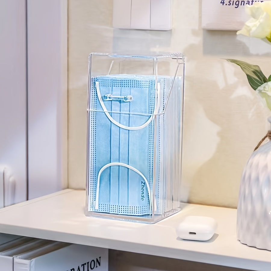 Caja de almacenamiento para mascarillas a prueba de polvo con tapa para uso doméstico