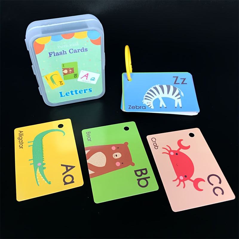 Educational Flash Cards for Kids Body Parts and Zoo Animals Sturdy Paper with Storage Box