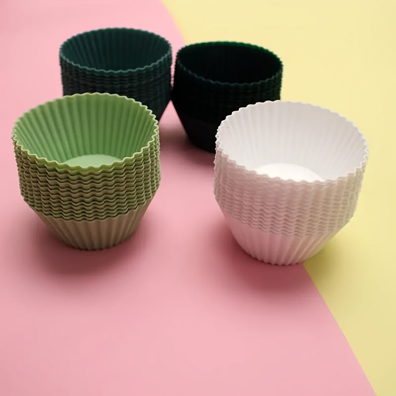 12 or 24 Reusable Silicone Cupcake and Muffin Liners Non-Stick Easy to Clean