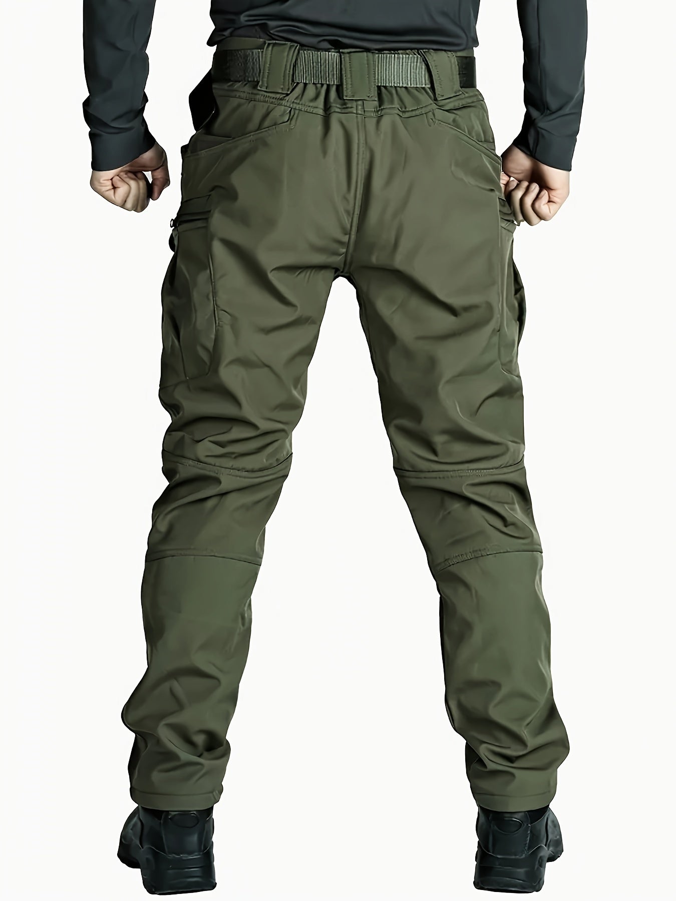 Conjunto de chaqueta y pantalones de senderismo para exteriores para hombre, a prueba de viento y cálido, con múltiples bolsillos, poliéster