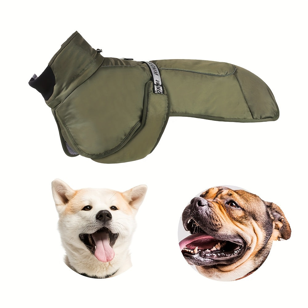 Waterproof Windproof Dog Jacket with Fleece Lining for Small to Large Breeds