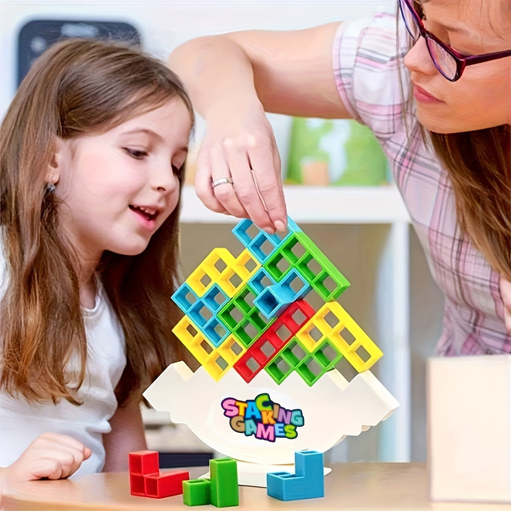 Wooden Block Stacking Game for Kids and Family, Educational Tabletop Toy