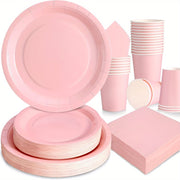 68 Light Pink Paper Party Supplies Set Plates Cups Napkins for Birthdays Weddings