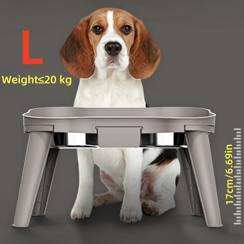 Поднятая кормушка для домашних животных с двумя нержавеющими стальными мисками, съемный дизайн для собак и кошек