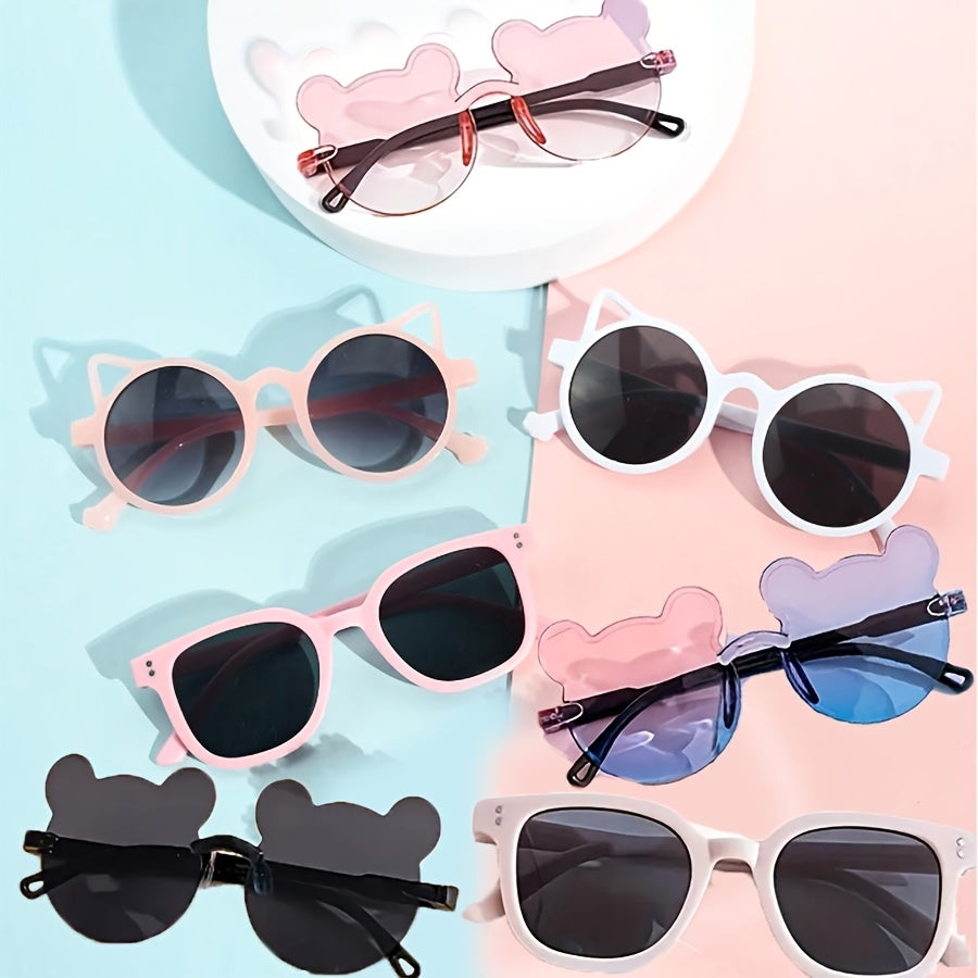 Teen Fashion Glasses Round Butterfly Style Mixed Color PC Frame AC Lens for Hiking Parties Gifts