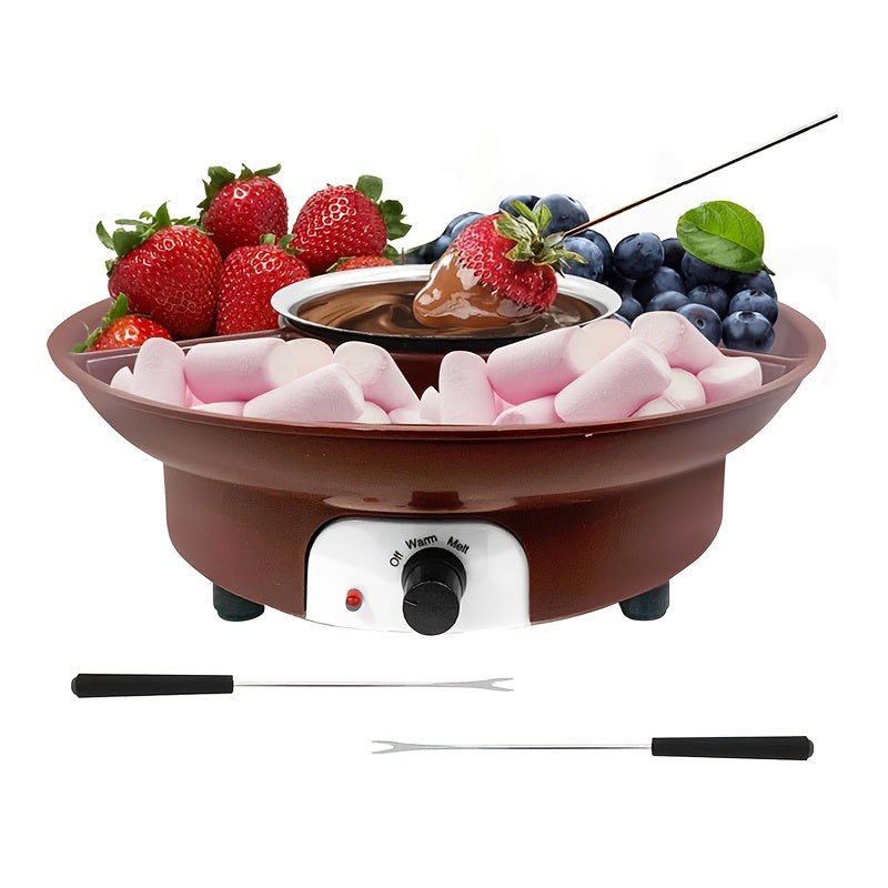 Elektr hotpot to'plami - Temperatura nazorati bilan shokolad hotpot, ajraladigan plastinka, 2 ta cho'tkasi - EU rozetkasi, 220-240V