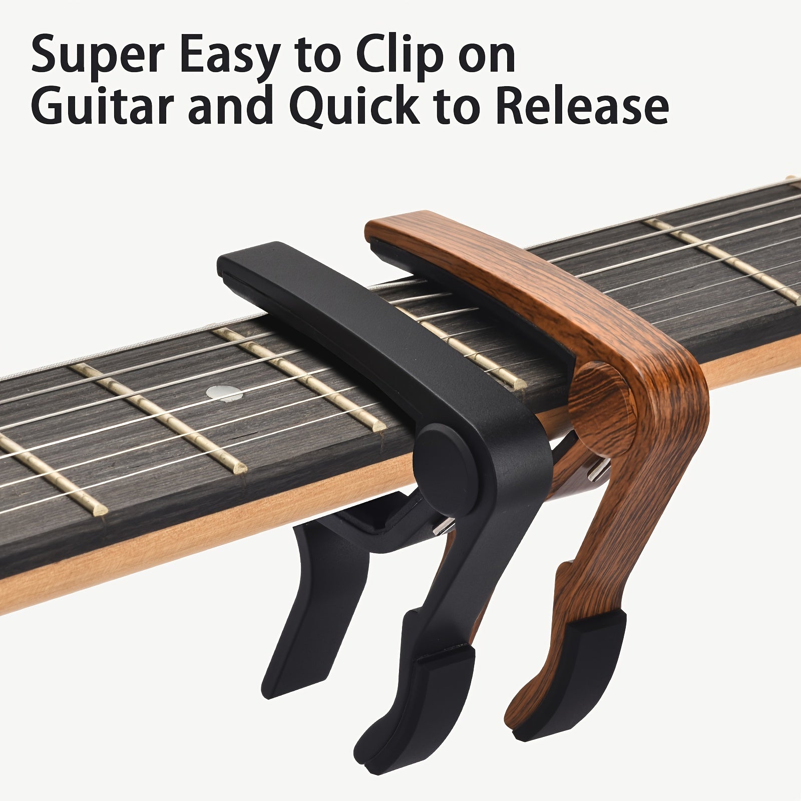 Set of 2 Guitar Capos for Acoustic Electric Bass Guitars Black Rosewood
