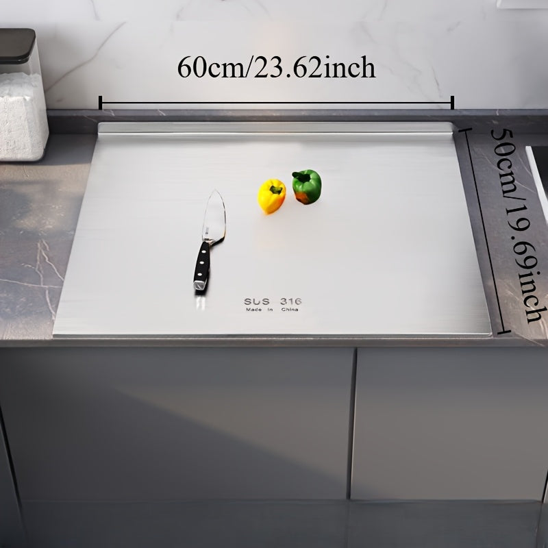 Extra Large Double-Sided Stainless Steel Cutting Board Thick Food Safe Kitchen