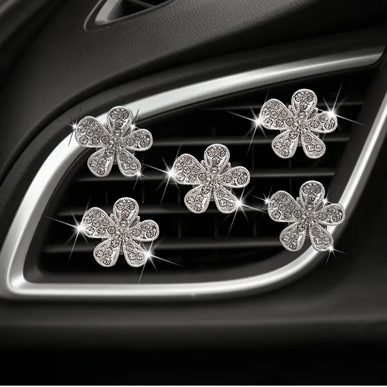 5 dona Rhinestone Gul Avtomobil Havo Chiqishi Kliplar Dekorativ Avtomobil Aksesuarlar Sovgʻa