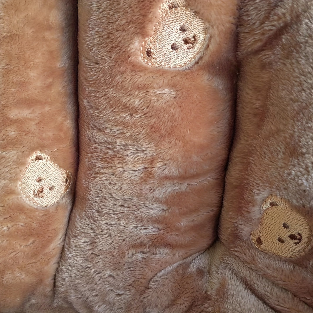 Almohadilla para cochecito de bebé con patrón de oso de peluche, bordada, acolchado grueso, suave y cálido