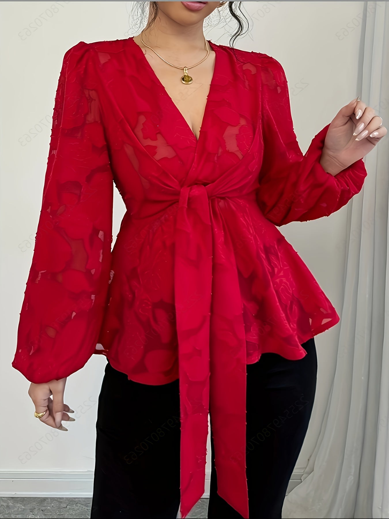 Women's Jacquard Plus Size Top Elegant Pattern