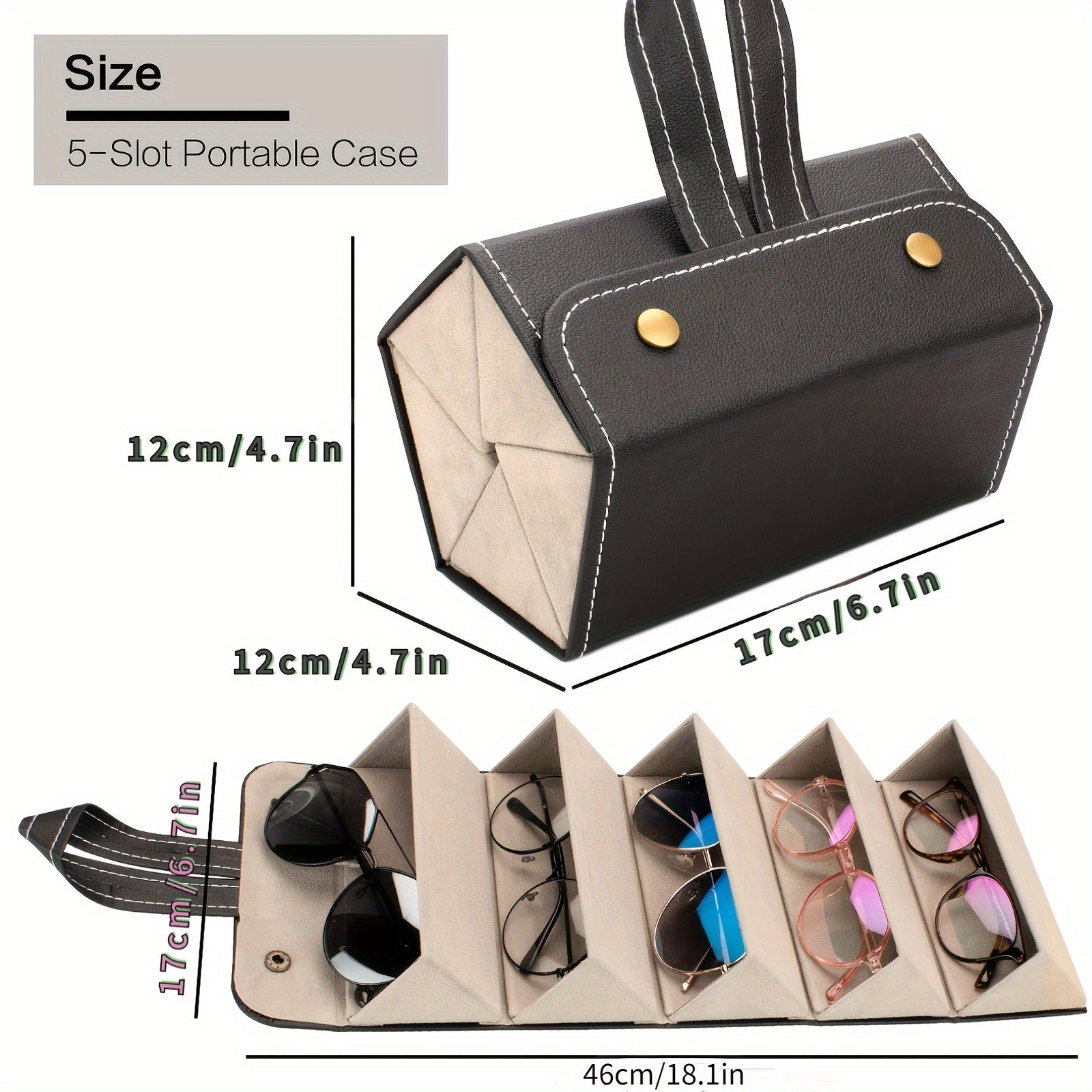 Portable Glasses Storage Box Eyewear Organizer with 3/5 Slots PU Leather Travel Case