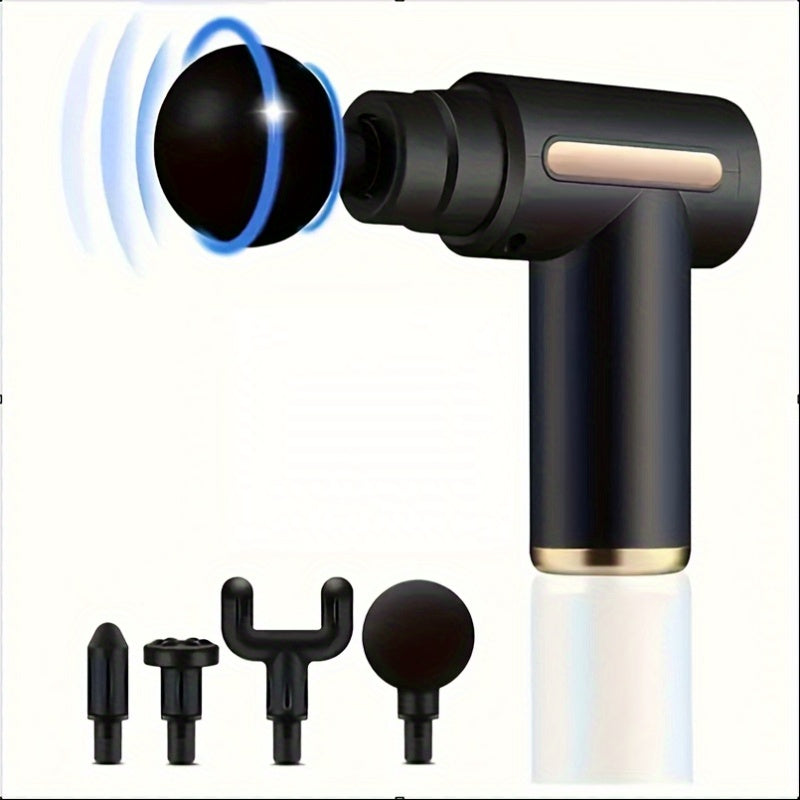 To'rt almashtiriladigan massaj boshliqlariga ega qo'l massajchisi, LCD ekran, USB orqali zaryadlanadigan, orqa va bo'yin uchun chuqur to'qima massaji uchun mo'ljallangan.