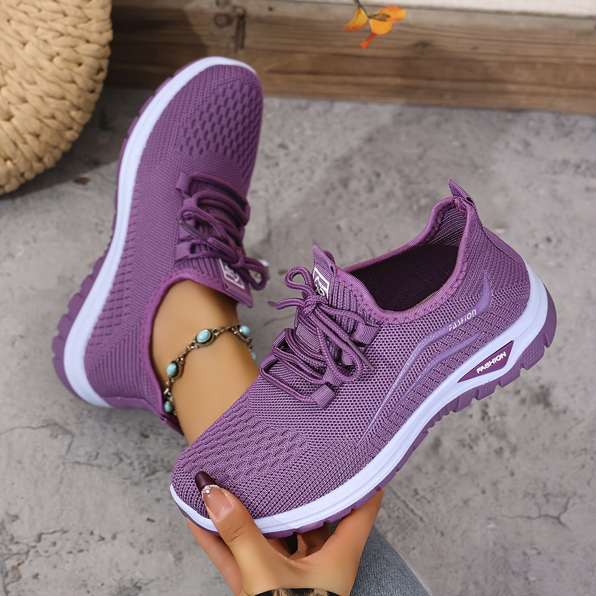 Women’s Light Blue Knit Sneakers with White Sole, Breathable Casual Shoes