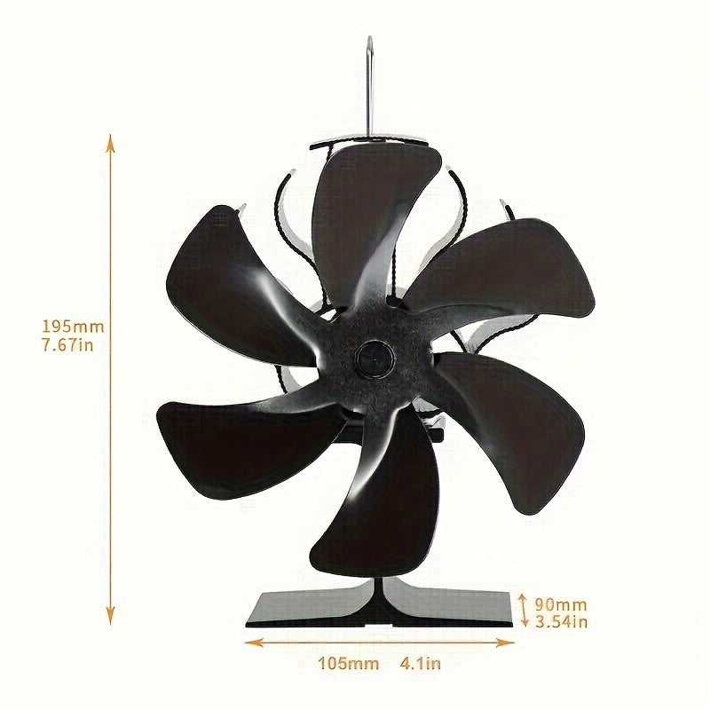 Eco-Friendly Fireplace Fan 6 Blades Hand-Cranked Aluminum High-Speed Air Circulation