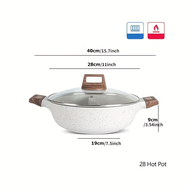 Dual-Sided Non-Stick Granite Saucepan 28cm 32cm Induction Compatible