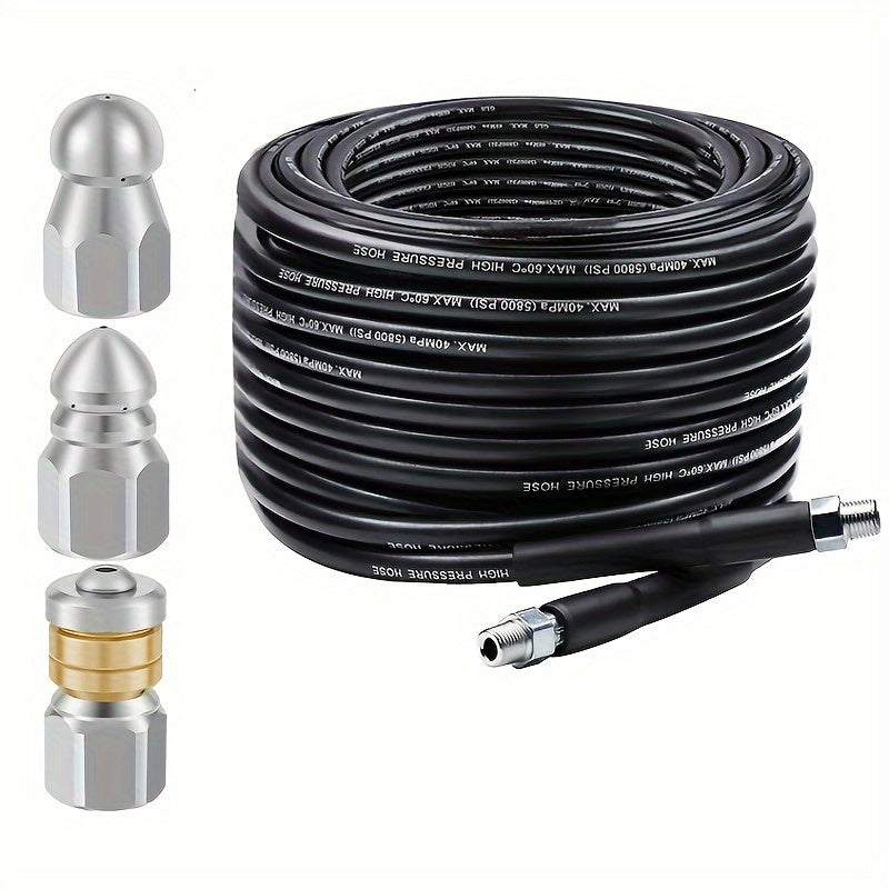 Sewer Jetter Kit for Pressure Washer 5800PSI Drain Cleaner Hose with Nozzles