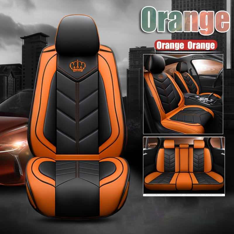 Universal Fit 5-Seats Faux Leather Car Seat Covers Waterproof Washable