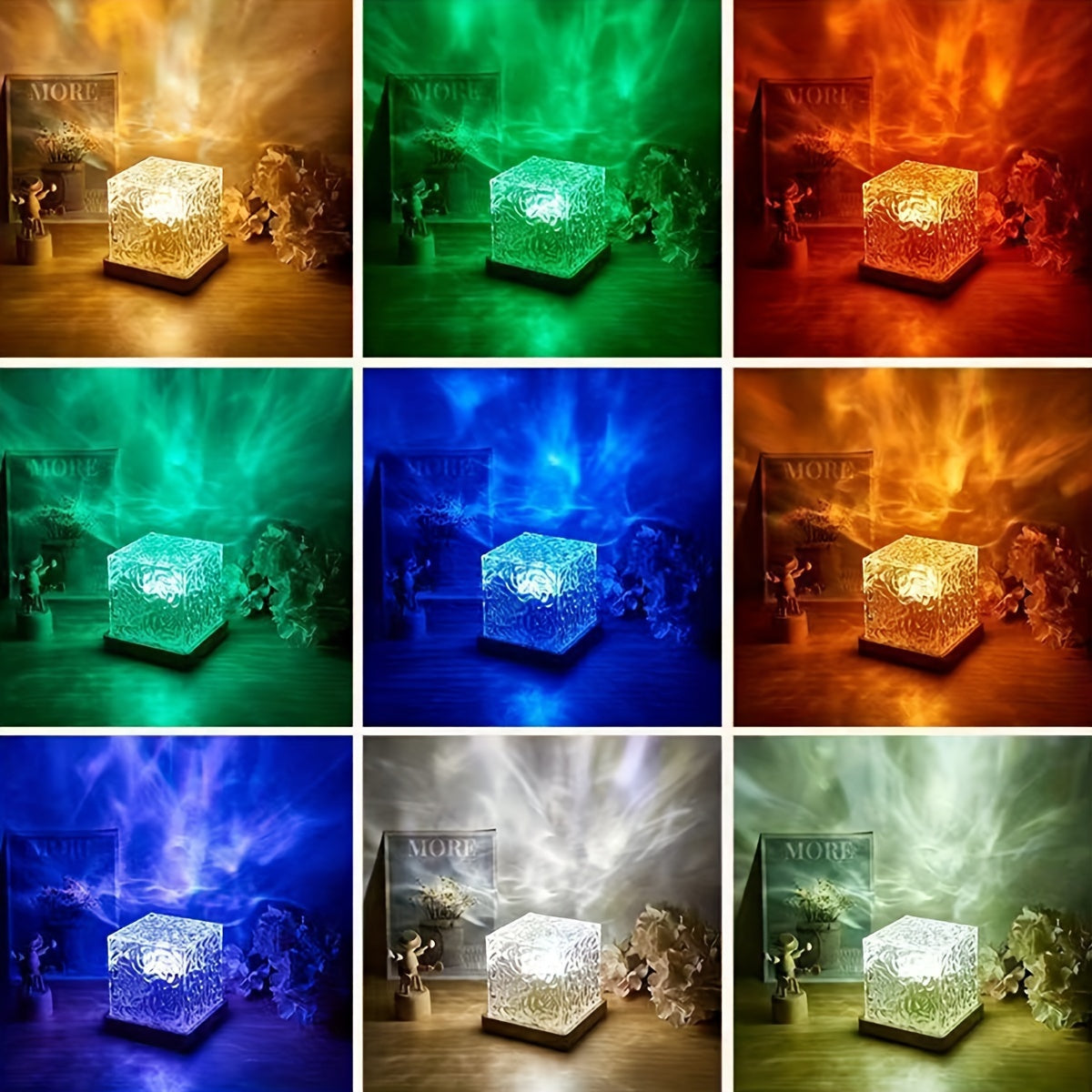 Crystal Lamp with RGB Aurora Light Projector Remote Control USB Powered for Ambiance