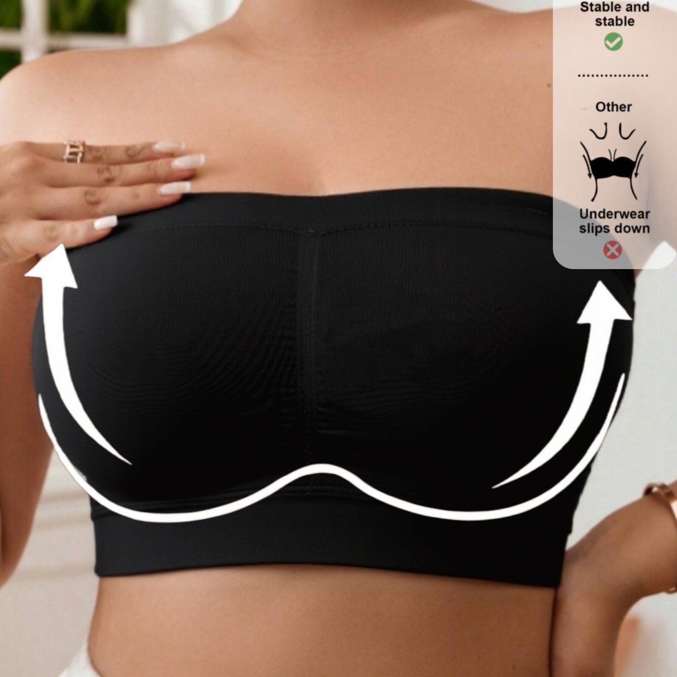 Plus o'lchamli shuningdek, ayollar uchun tikisiz sport bra, strapless, nafas oladigan, yugurish va Pilates uchun