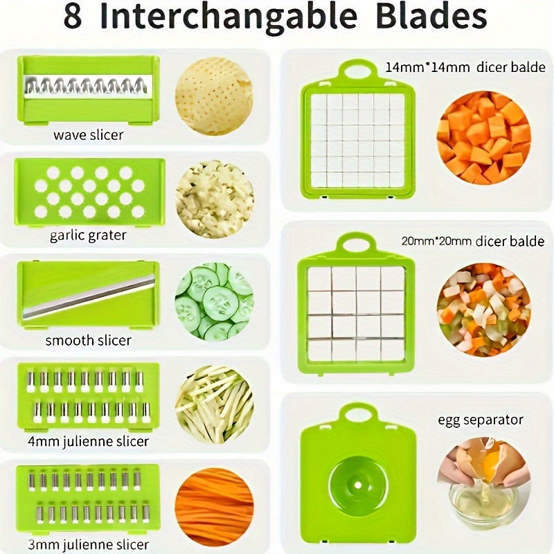 16-Piece Vegetable Chopper and Fruit Slicer Set with Interchangeable Blades