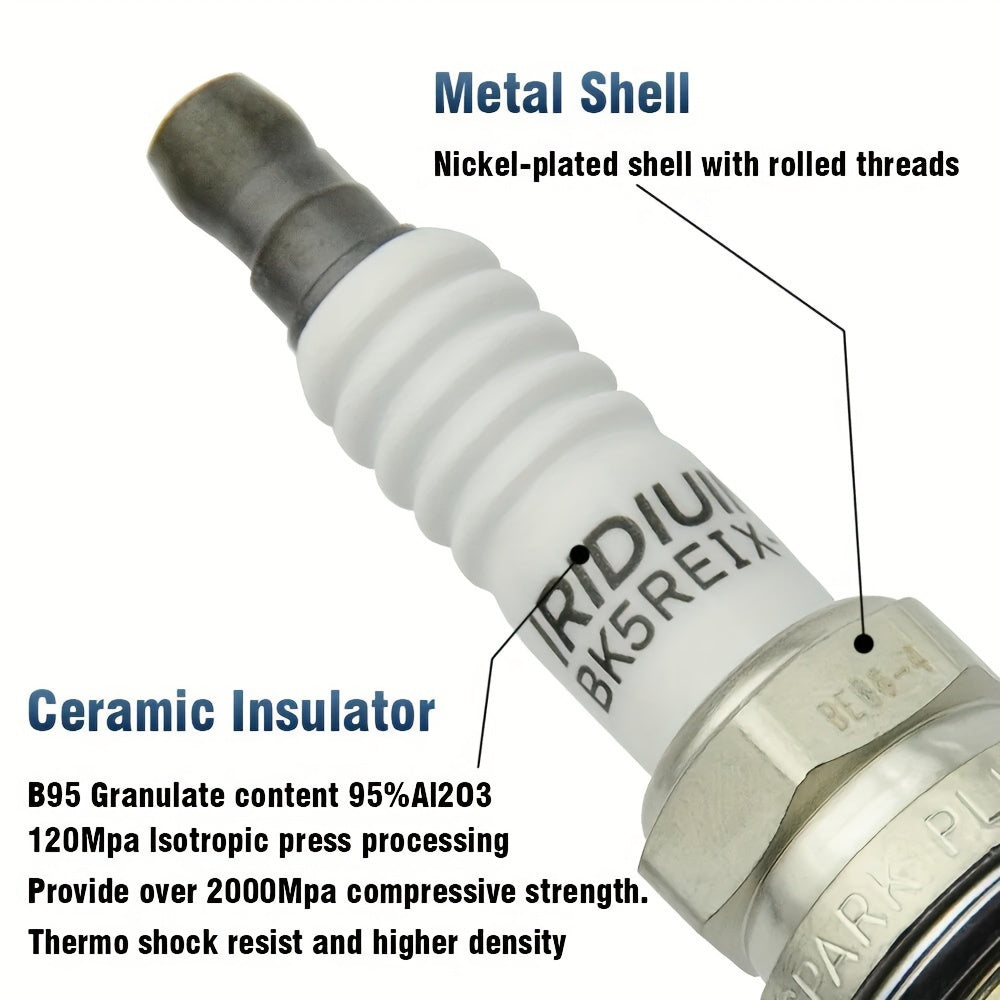 4PCS Spark Plugs Compatible with Various Vehicles, Iridium, 4PCS