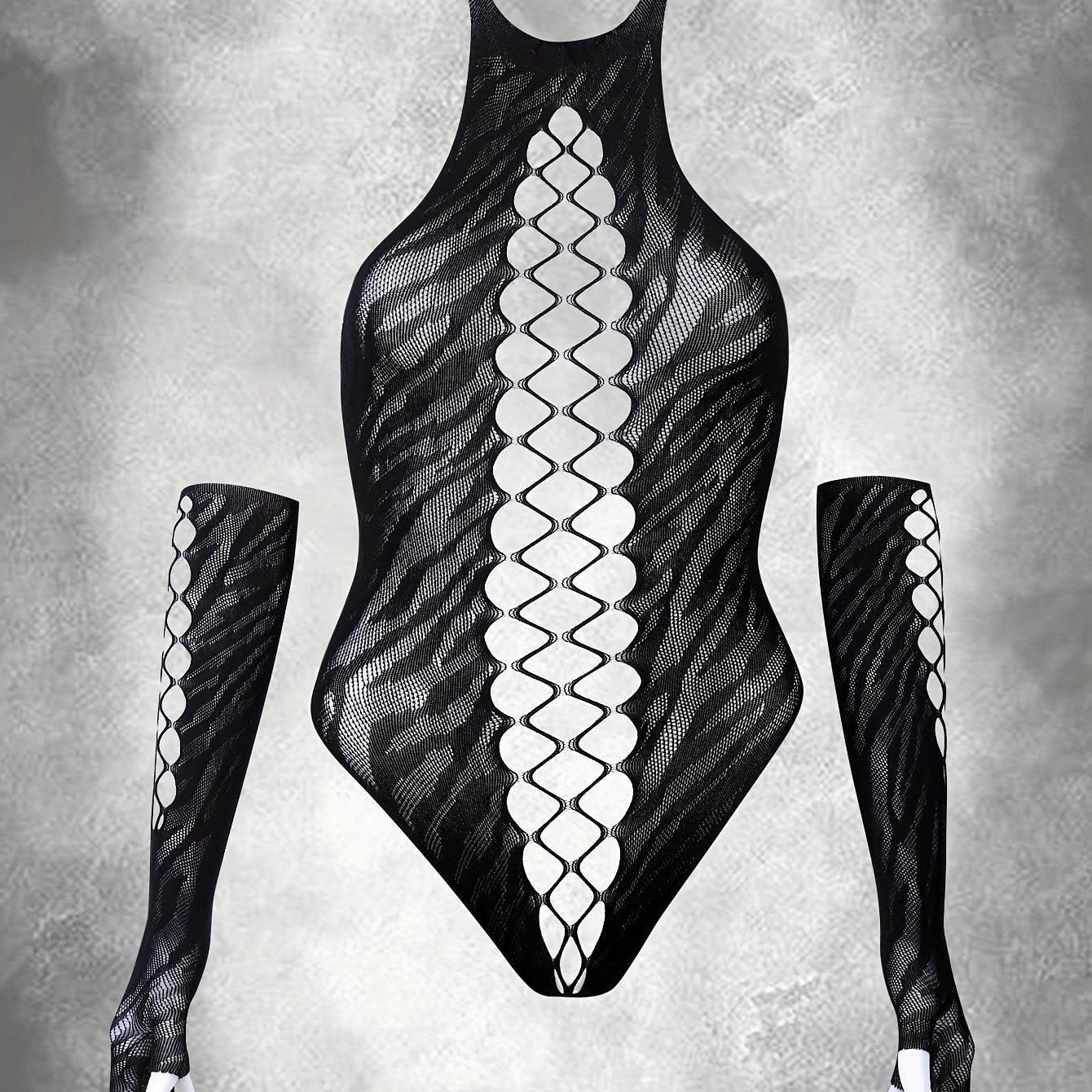 Women’s Hollow Jacquard Body Shaper Set with Hanging Neck and Gloves