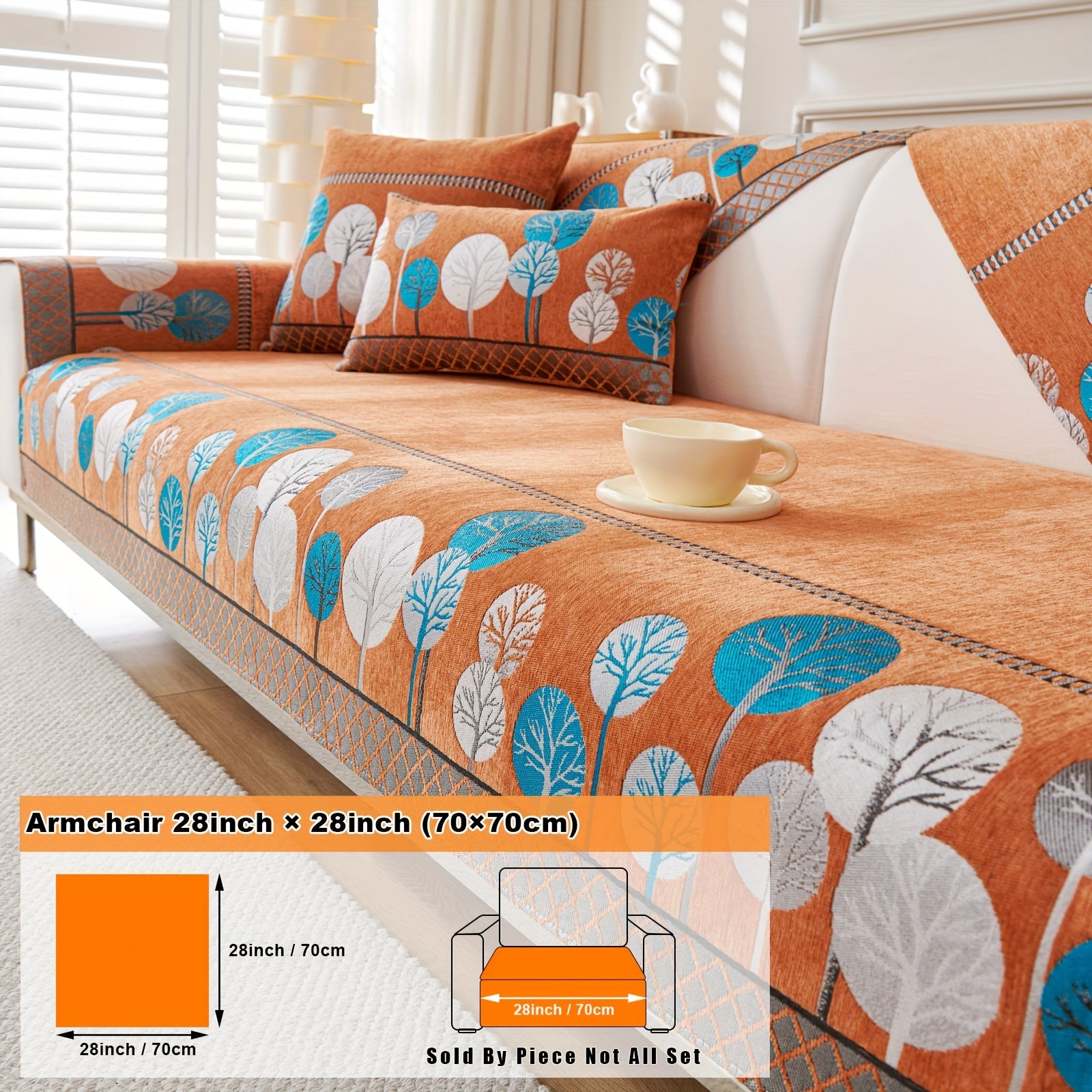 Bohemian Moonlit Trees Sofa Cover for Single to Quadruple Seaters Pet-Friendly Machine Washable Viscose